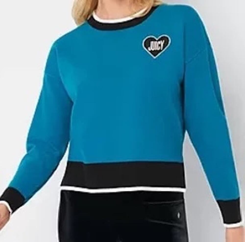 Juicy by Juicy Couture Womens Blue Crew Neck Long Sleeve Pullover Sweater SZ XXL